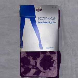 Icing Deep Purple Floral Footed Tights